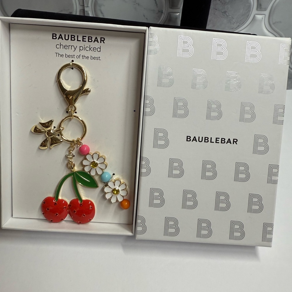 BaubleBar Cherry and Floral Keychain with Gold Accents - Picture 2 of 2